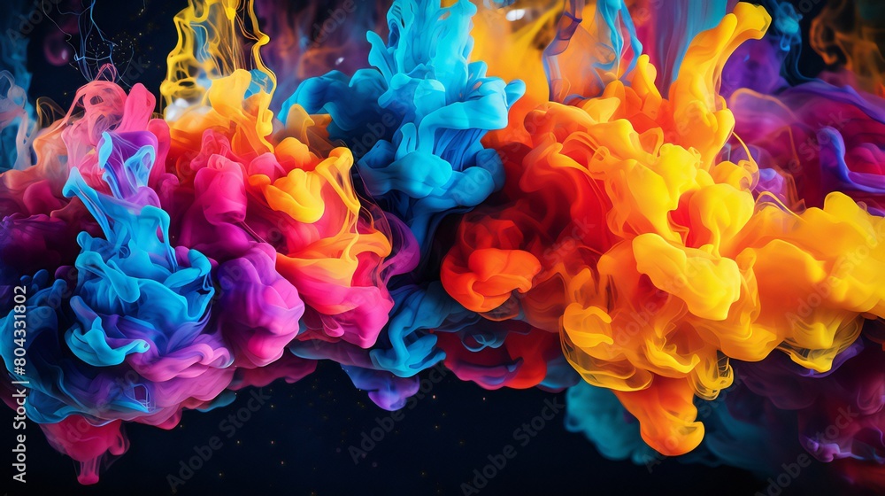 Obraz premium Colorful ink swirling through water
