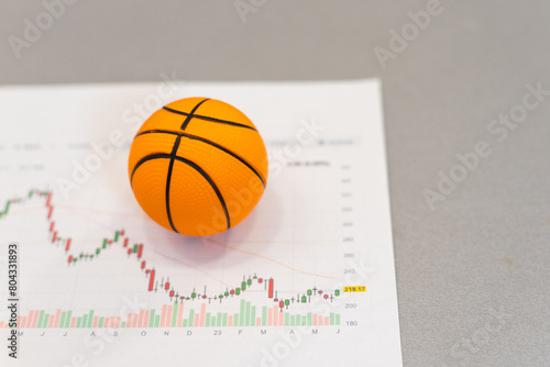 Basketball ball with chart isolated on white background. 3d illustration