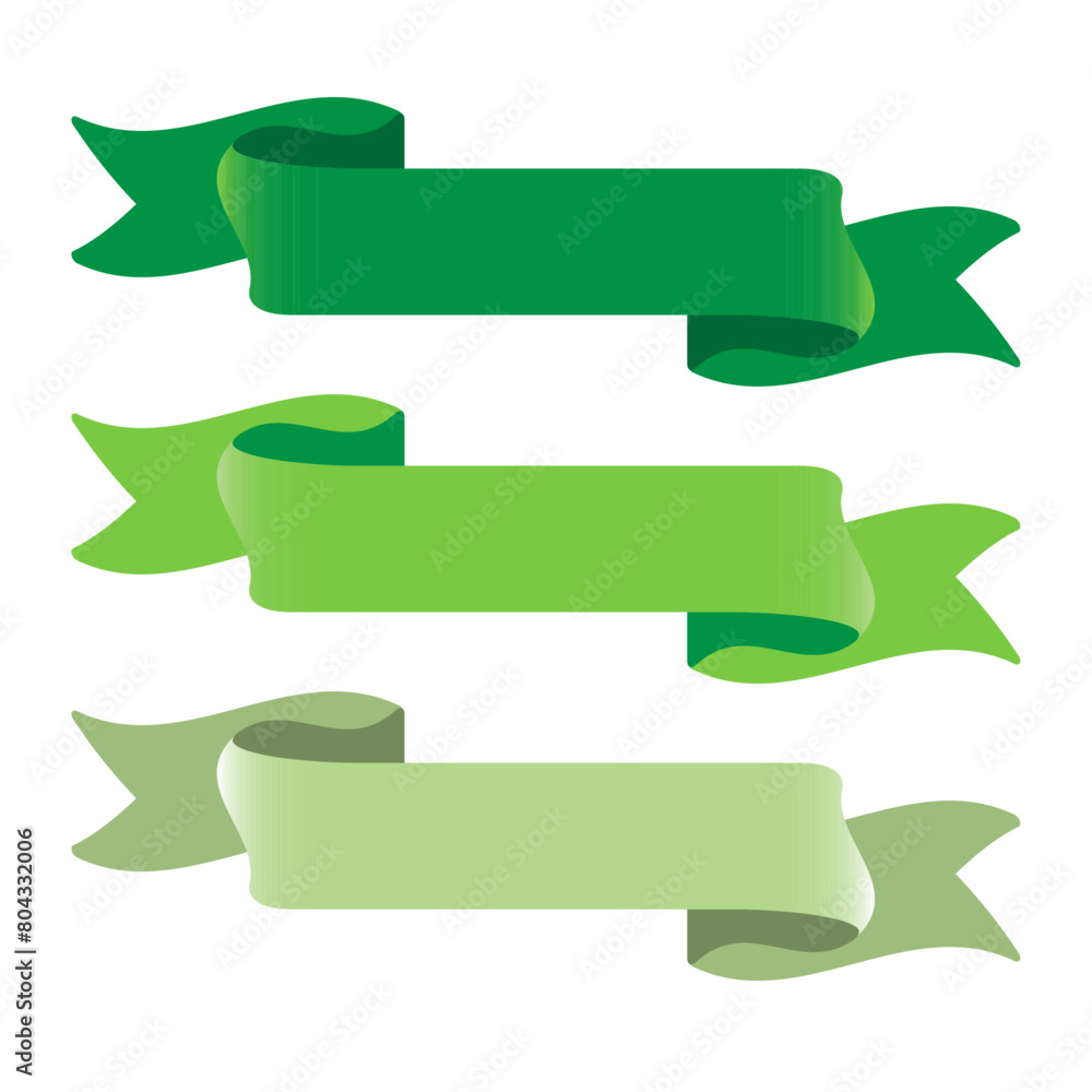 Obraz premium 緑のリボン3種