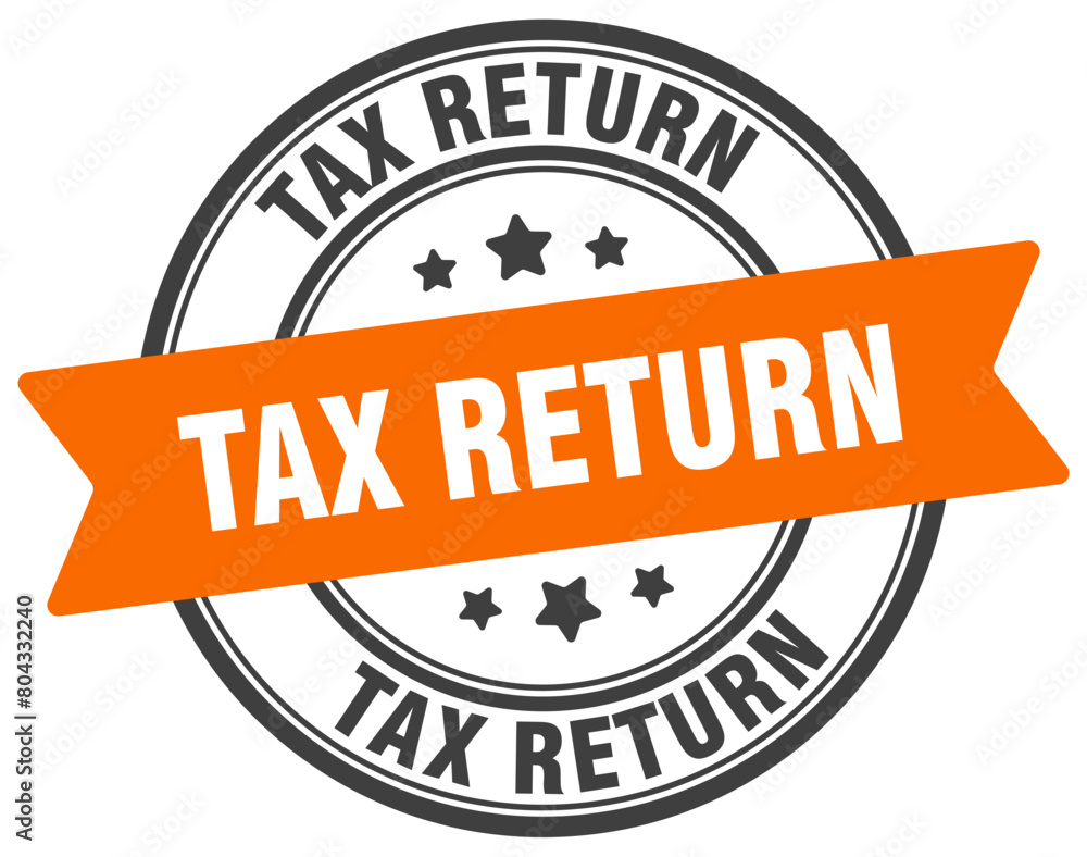 tax return stamp. tax return label on transparent background. round sign