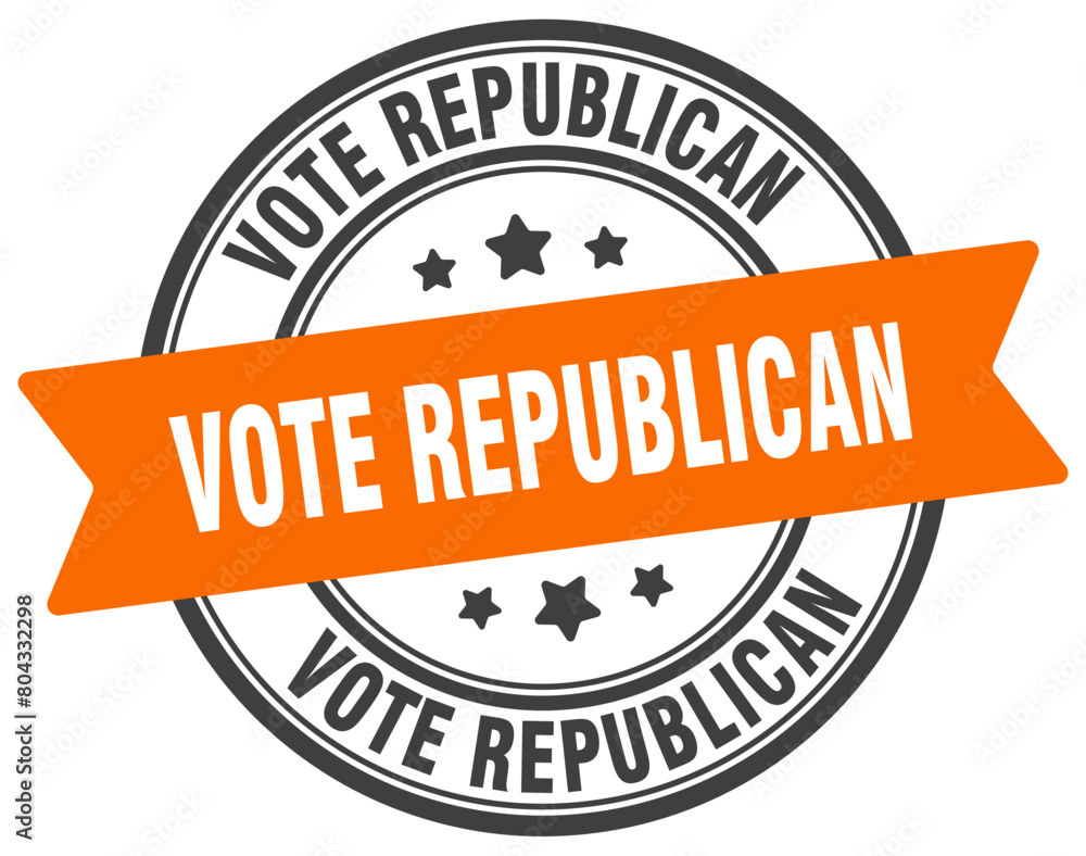 vote republican stamp. vote republican label on transparent background. round sign