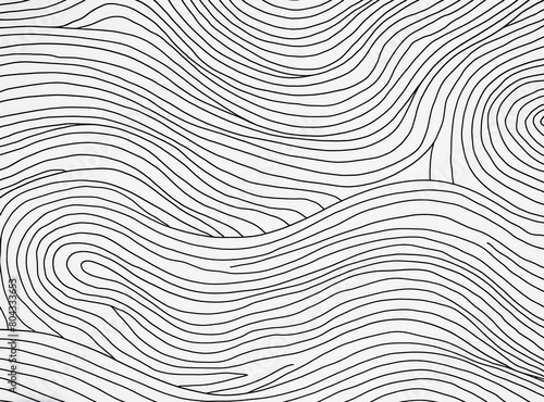 Abstract black and white hand drawn wavy line drawing seamless pattern. Modern minimalist.