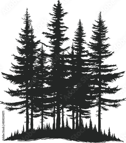 Pine trees silhouette vector