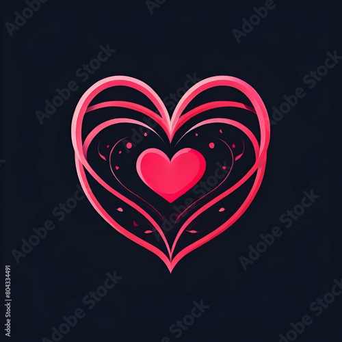 heart vector symbol valentines day ribbon logotype abstract line medical health logo icon design Large neon sign in the shape of a heart. Glowing symbol of love. Neon heart ai generate