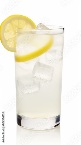 Refreshing Glass of Ice With Lemon Slice