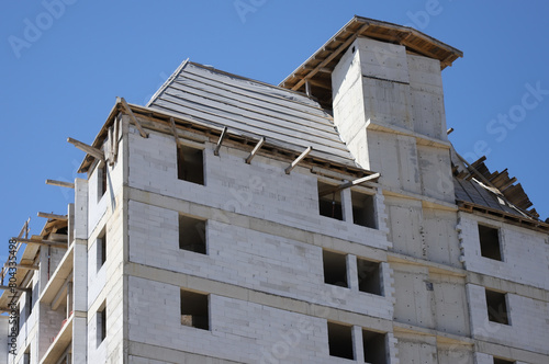 Unfinished building with blue sky