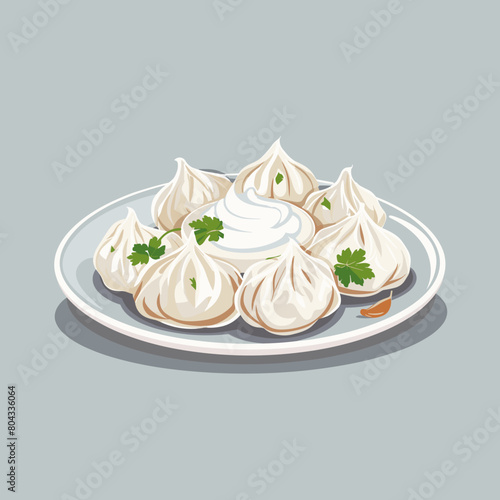 A plate of Manti Turkish dumplings with parsley on top