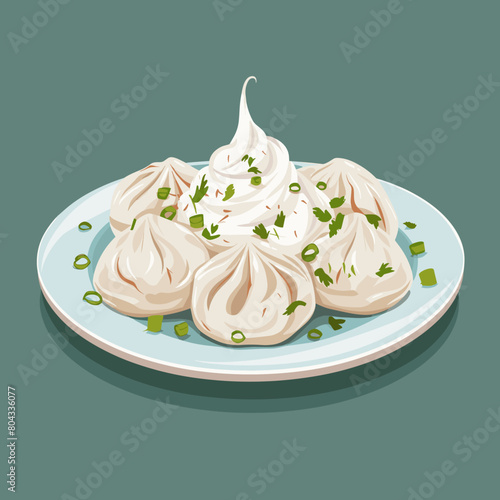 A plate of Manti Turkish dumplings with parsley on top