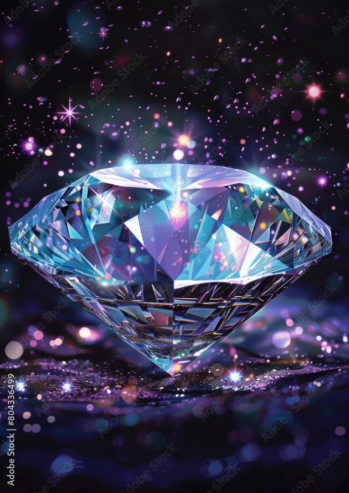 A beautiful blue diamond sparkles in the light. A beautiful blue diamond sparkles in the light.