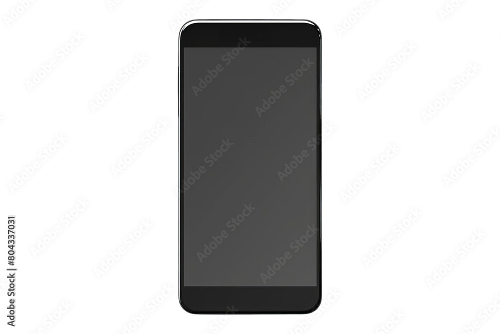 A black cell phone with a black screen, White background, Transparent background. A black cell phone with a black screen, White background, Transparent background.