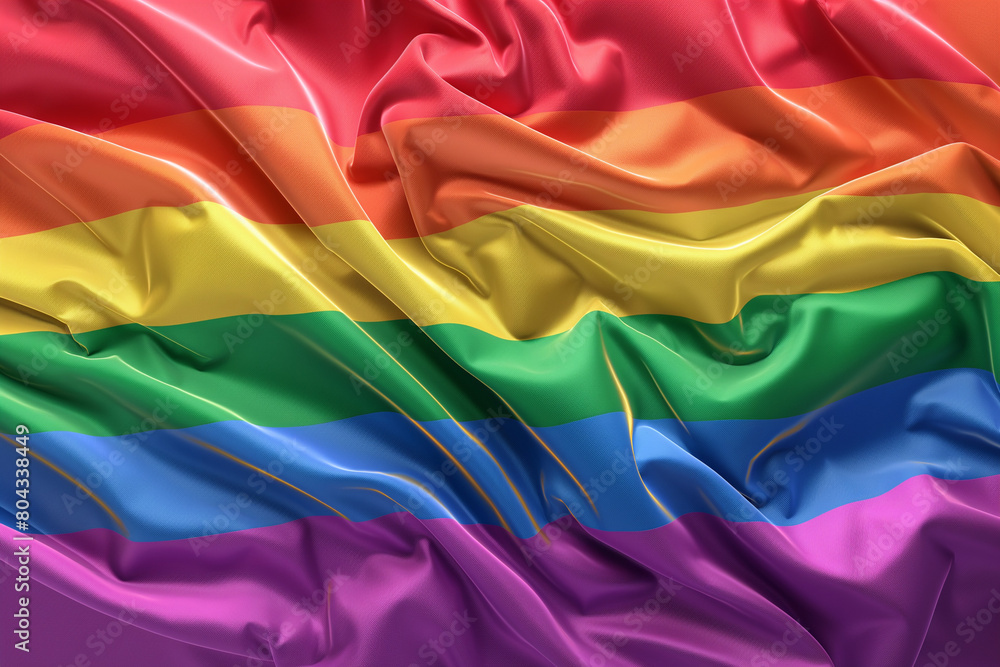 a beautifully textured, realistic rendering of the vibrant rainbow flag, symbolizing LGBTQ+ pride and diversity, with its rich colors rippling as if caught in a gentle breeze. a beautifully textured, realistic rendering of the vibrant rainbow flag, symbolizing LGBTQ+ pride and diversity, with its rich colors rippling as if caught in a gentle breeze.