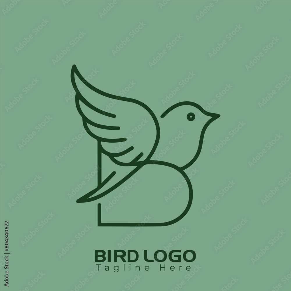Fototapeta premium Free Vector Simple and creative bird logo design , combination of Alphabet and bird 