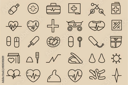 Health and medicine line icon set for healthcare  wellness  and medical concepts in modern design