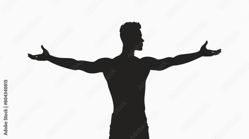 black silhouette pictogram male with open arms vector