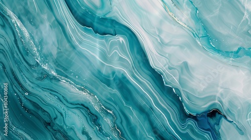 Serene Teal and Aqua Blurred Marble Design Background