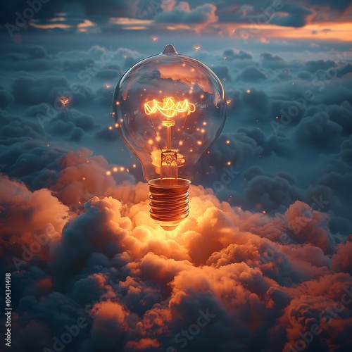 A lightbulb emerging from a cloud, symbolizing a new and groundbreaking idea