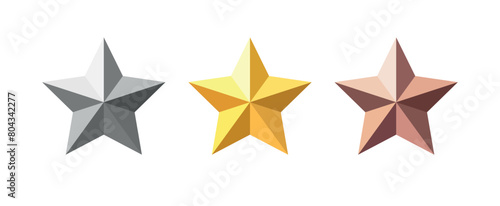 Set of gold, silver and bronze stars