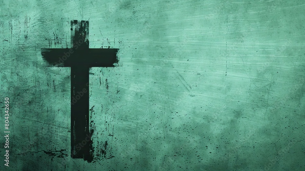 Sage Green Backdrop Spotlights Cross Silhouette as a Symbol of Faith and Positivity