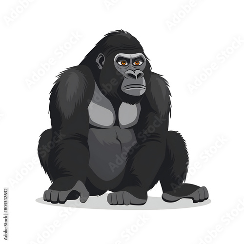 Gorilla flat illustration wild animal concept