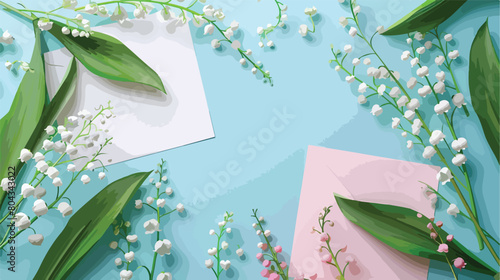 Blank cards and beautiful lily-of-the-valley flowers