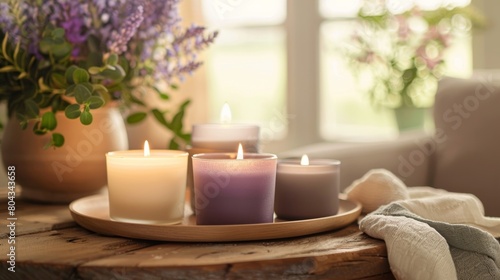 A trio of premium soy candles in soothing lavender refreshing citrus and calming vanilla scents providing the ultimate relaxation experience.