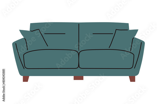 Comfortable stylish modern sofa.Furniture for home,interior, apartment.Sofas for living room,modern.Flat vector illustration isolated © Анна Безрукова