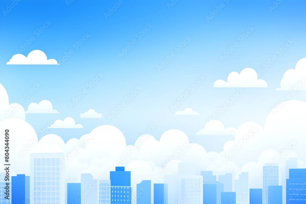 Cityscape with blue sky and white clouds in the background