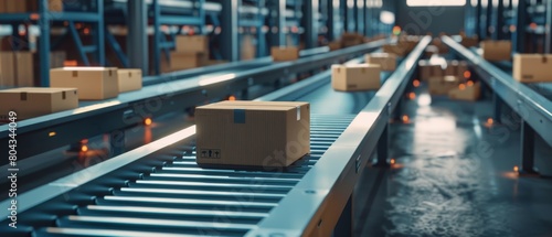 Sorting and preparing parcels for delivery to online clients using an autonomous conveyor belt sorting system with artificial intelligence capabilities © Антон Сальников