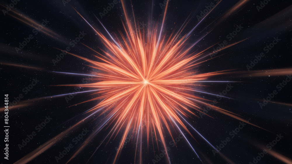 Star explosion, bright rays of light diverge from the center against the background of cosmic darkness, perfect for illustrating cosmic and scientific concepts. Star explosion, bright rays of light diverge from the center against the background of cosmic darkness, perfect for illustrating cosmic and scientific concepts.