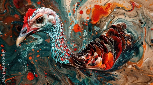 turkey bird artistic marble effect AI