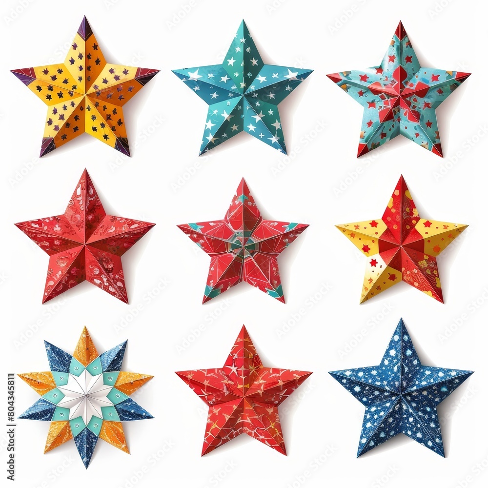 A collection of paper stars in various colors and sizes A collection of paper stars in various colors and sizes
