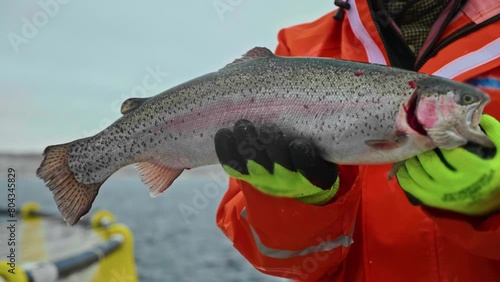 Chilly Triumph: A Fisherman Snowy Success with Aquafarm Trout