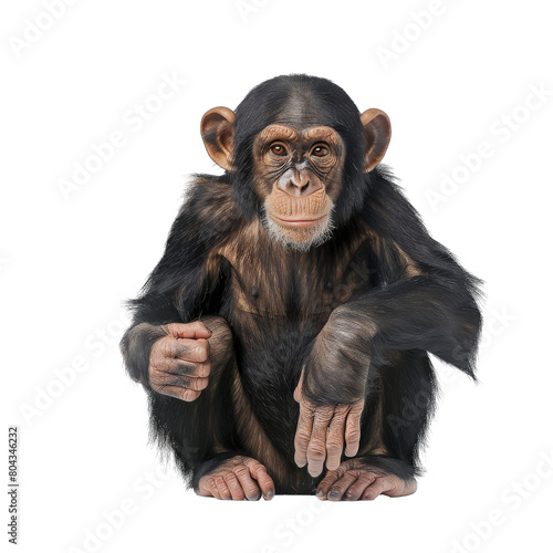 Young Chimpanzee Standing Isolated on transparent