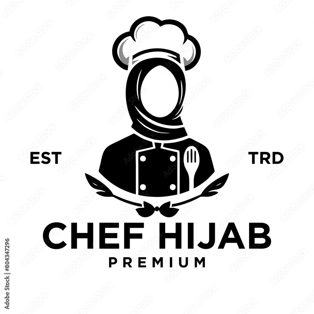 women chef muslim logo icon template women chef muslim logo icon template