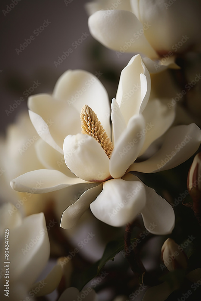 Fototapeta premium Abstract background closeup of the center structure inside magnolia flowers