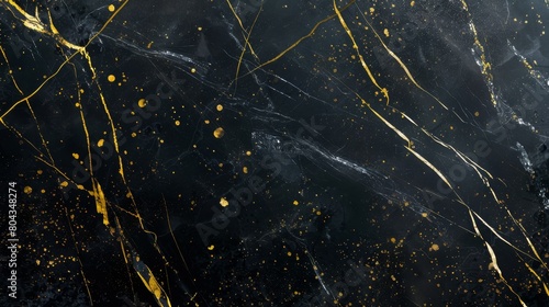 Luxury Black Marble Background with Gold Specks