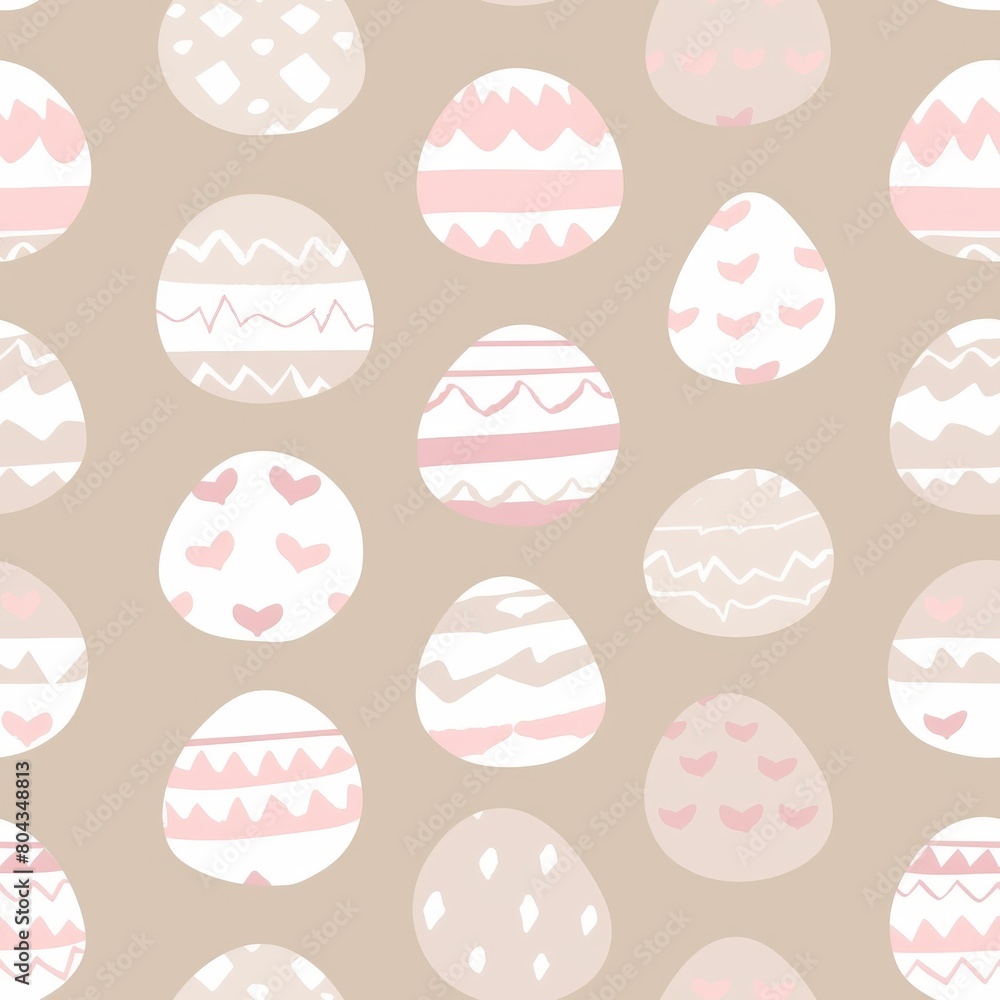 A seamless pattern of hand-drawn Easter eggs in pastel colors. A seamless pattern of hand-drawn Easter eggs in pastel colors.