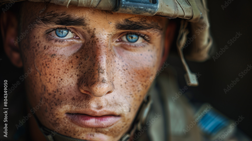 A soldier in camouflage uniform stands with a firm salute A soldier in camouflage uniform stands with a firm salute
