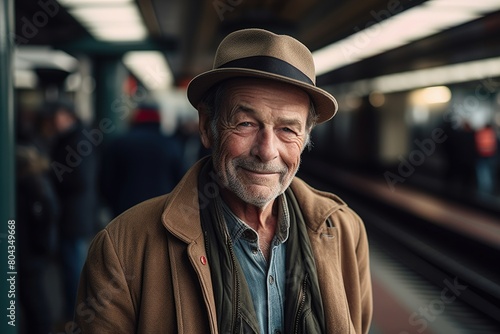 A man wearing a hat and a brown coat is smiling at the camera © Juan Hernandez