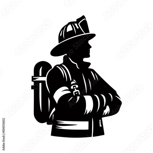 Fireman silhouette. Firefighter black icon on white background