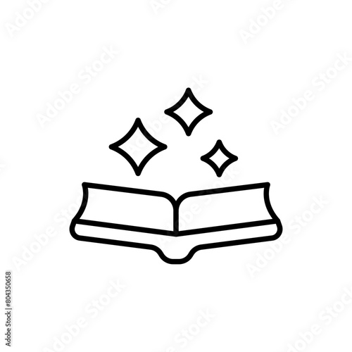Magic book outline icons, minimalist vector illustration ,simple transparent graphic element .Isolated on white background