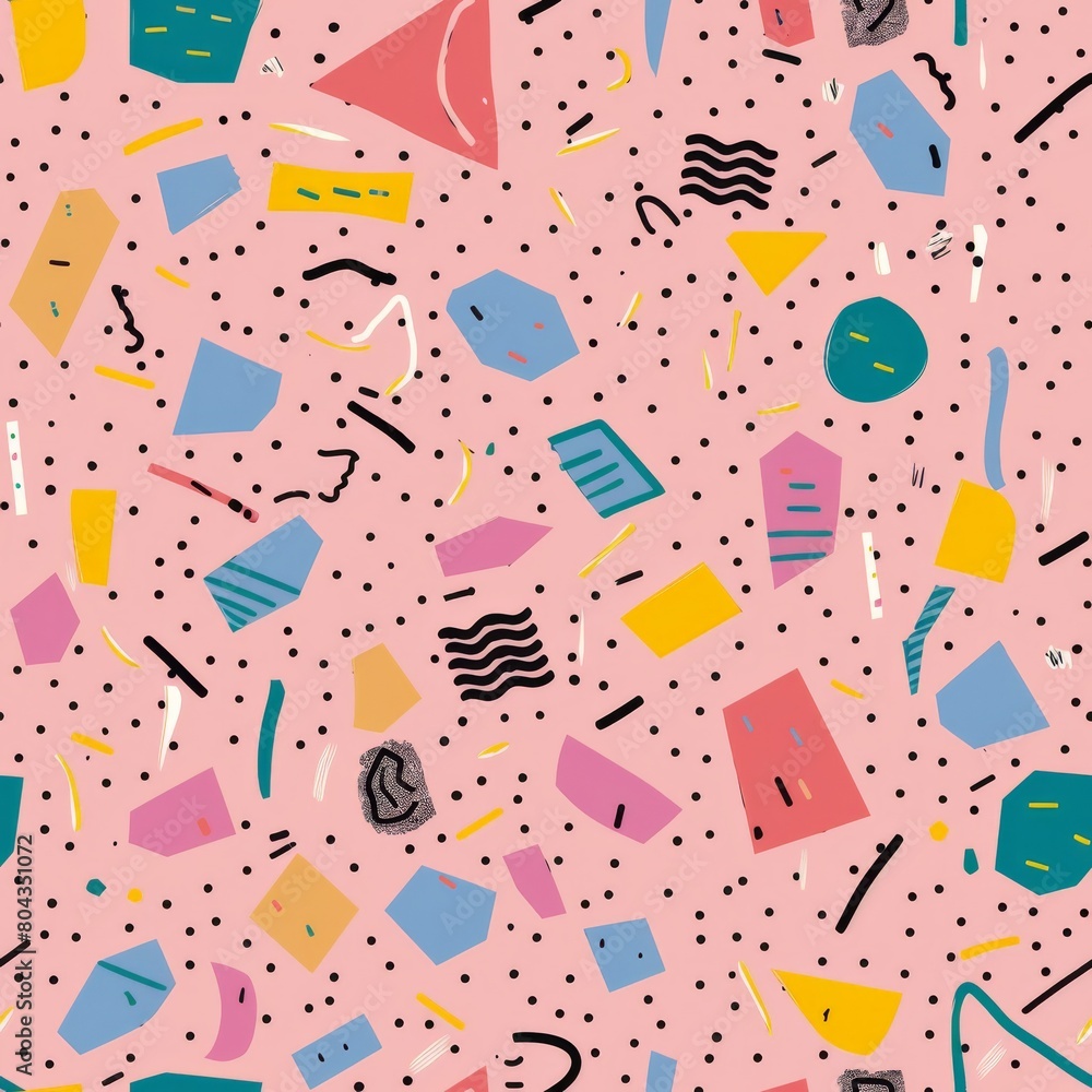 Colorful confetti pattern with pink background. Colorful confetti pattern with pink background.