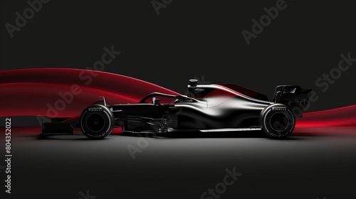 black racing car on a dark background