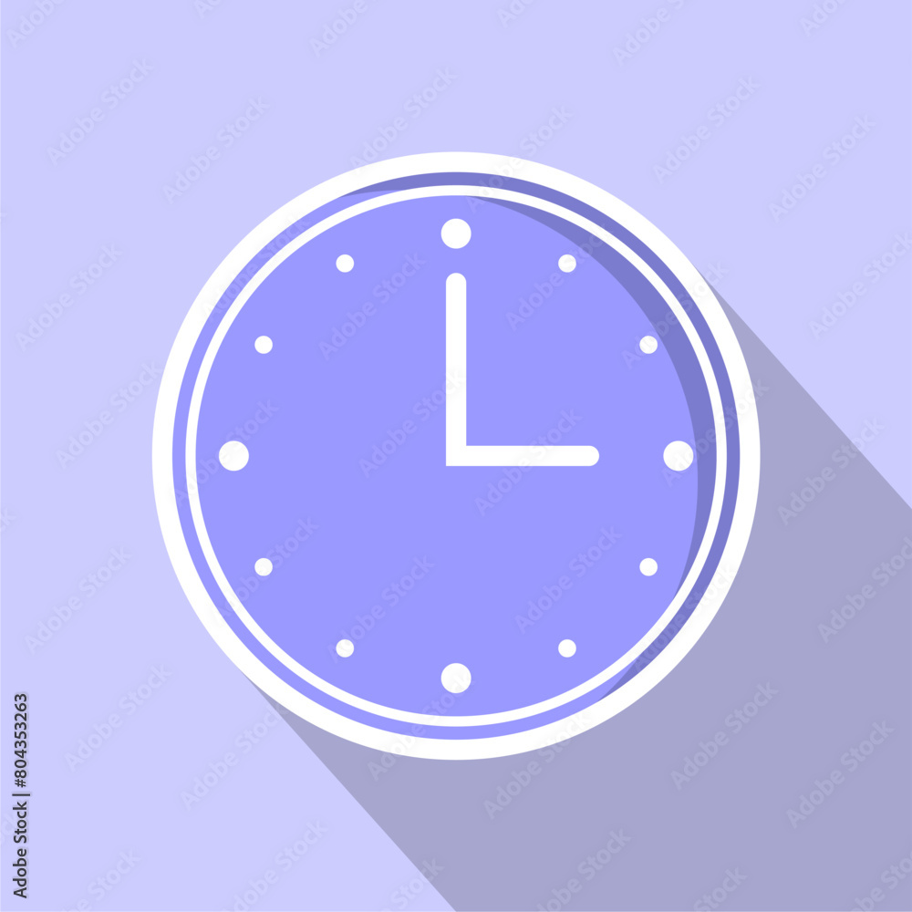 Flat long shadow clock icon isolated on white background Flat long shadow clock icon isolated on white background