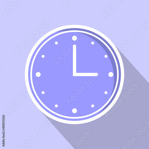 Flat long shadow clock icon isolated on white background