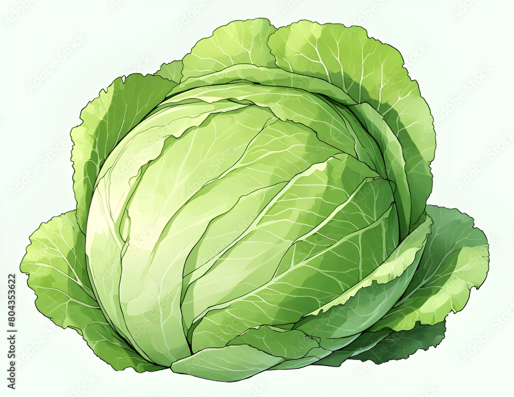 Green cabbage isolated on white background GeneratedAI, Green cabbage isolated on white background GeneratedAI,