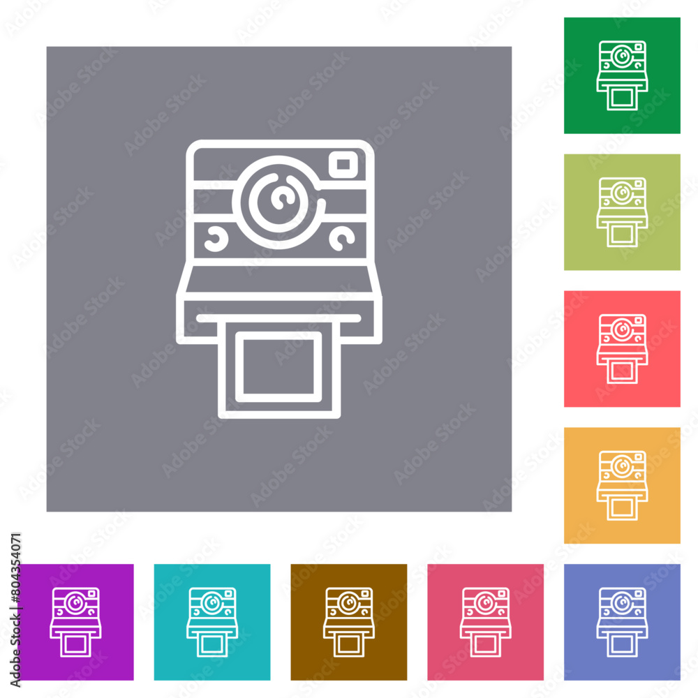 Obraz premium Polaroid camera outline square flat icons