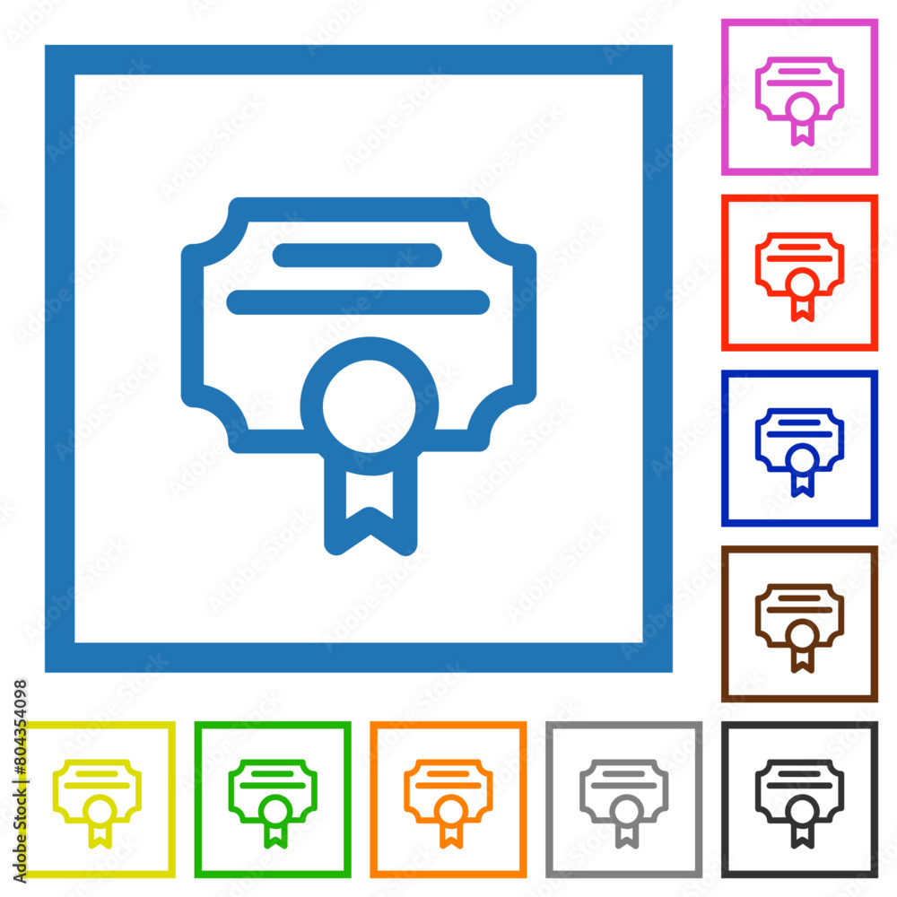 Fototapeta premium Credential outline flat framed icons