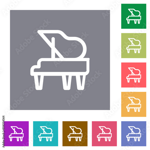 Grand piano outline square flat icons