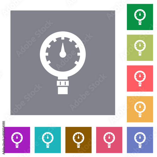Pressure gauge medium pressure square flat icons